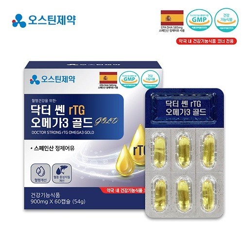 [특가쇼핑] 오스틴제약 닥터 쎈 rTG(알티지) 오메가3 골드 900mg x 60캡슐 (2개월분, 약국판매용)