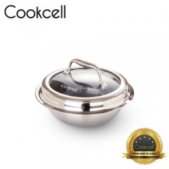 [Cookcell] 쿡셀 통3중 싱글 코팅 IH 가마솥 16cm 블랙 + 유리뚜껑