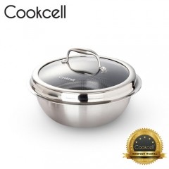 [Cookcell] 쿡셀 통3중 싱글 코팅 IH 가마솥 22cm 블랙 + 유리뚜껑