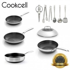 [Cookcell] 쿡셀 통3중 더블 세라믹 블랙에디션 IH 프라이팬 키친툴 6종 세트