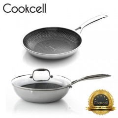 [Cookcell] 쿡셀 통3중 싱글 코팅 블랙에디션 IH 3종세트 (프라이팬28,웍28,유리뚜껑28)