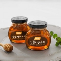 참자연 산꿀자연송이 유리병 200g X 2병(쇼핑백 포함 / 양양 자연송이와 천연벌꿀)